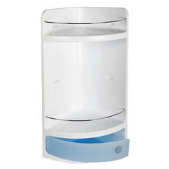 PVC corner bathroom cabinet with drawer - white and blue