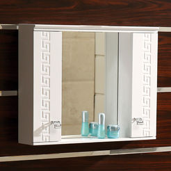 Тумба из ПВХ с зеркалом для ванной 70 x 13 x 55 см LED освещение, Verso