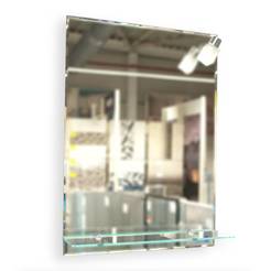 Bathroom mirror with shelf and lighting 50 x 70 cm vertically with a small facet