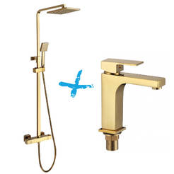 Набор для ванной Sanya 2 в 1 - душевая система и смеситель для раковины, цвет золота