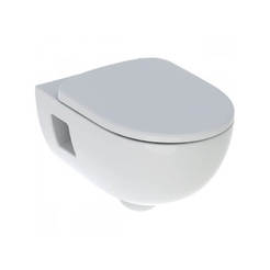 Wall mounted toilet bowl with Selnova Premium Rimfree seat