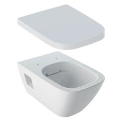Wall mounted toilet bowl with seat Selnova Premium Square Rimfree
