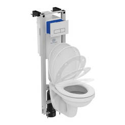 Built-in structure with console toilet bowl and seat Evrovit Rimless R052701 IDEAL STANDARD