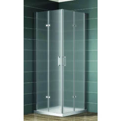 Shower cabin without shower tray 90 x 90 cm, frosted glass 6 mm accordion