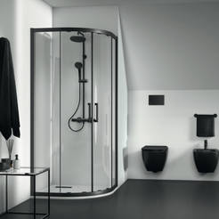 Shower cabin without shower tray Connect 2 90 x 90 cm oval black