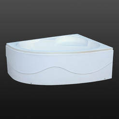 Corner acrylic bathtub 170 x 100 x 54cm with front and side panels, legs, left