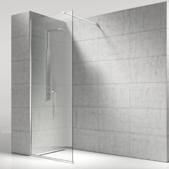 Bathroom screen 70 x 195cm chrome profile frosted glass 8mm