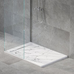 Shower tray 100 x 80 cm Marble Texture white marble