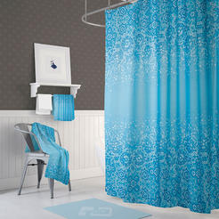 Bathroom curtain 180 x 200 cm Blue mosaic Jackline, with rings