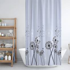 Bathroom curtain 180 x 200 cm polyester Jackline Dandelions gray and white B2200, with pity