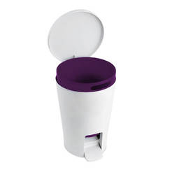 Basket with pedal 5l inner container white / purple