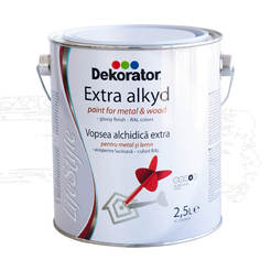 Extra alkyd paint for metal and wood Traffic white RAL9016, 2.5 l