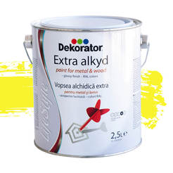 Extra alkyd paint for metal and wood Zinc yellow RAL1018, 2.5 l