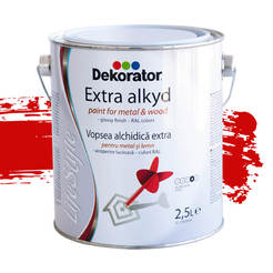 Extra alkyd paint for metal and wood Traffic red RAL3020, 2.5 l