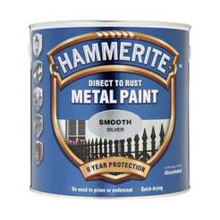Краска алкидная по металлу Hammerite Direct to Rust - 2,5 л, имитация молотка глянцевое серебро