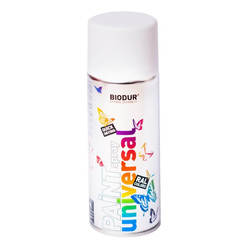 Spray paint universal, gloss white RAL 9010 Biodur 400ml