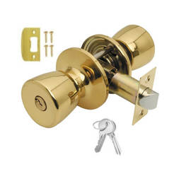 Secret handle for front door, ball, polished brass Tulip