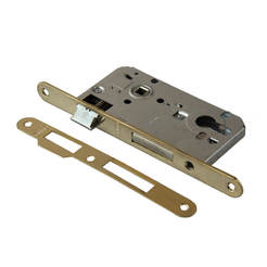 Secret door lock 70mm, straight counterpart, brass