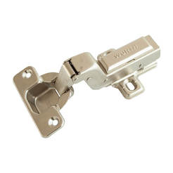 Furniture hinge with high arm and shock absorber for smooth closing