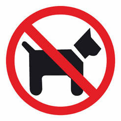 Sign with self-adhesive back "No dogs" 114 x 114mm