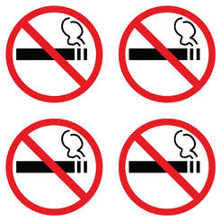 Smoking sign 4 pieces in a set 114 x 114 mm