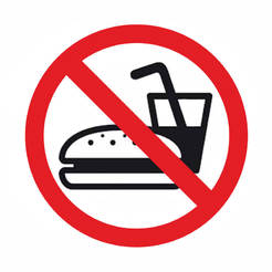 Sign Forbidden with food 114 x 114 mm
