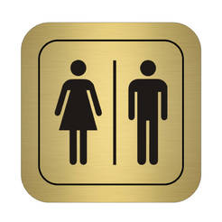Пиктограмма - туалет девочка / мальчик золото 95 x 95 x 1,5 мм