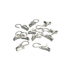 Set of hooks with clamps for cornices - 20 pcs, Ф16mm nickel