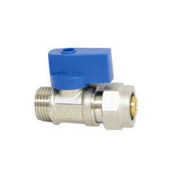 Mini ball valve with adapter - 1/2" M, F 20 x 2 mm