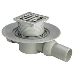 Floor siphon for bathroom horn with inlet Ф40mm and outlet Ф50mm, side drain 10 x 10cm