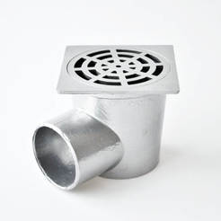 Роговой сифон для ванной Ф110 мм алюминиевая квадратная решетка
