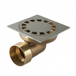 Horn siphon for bathroom Ф50mm brass base, nickel grid 10 x 10cm 4mm