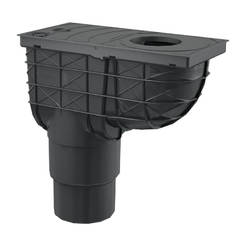Siphon for gutter pipe black with revision 300x155/125/110 bottom drain