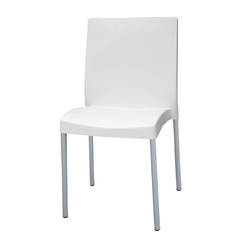 Plastic garden chair with metal legs, white VORTICE