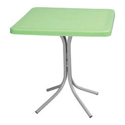 Garden plastic table with metal legs, green 70 x 70 x 72 cm