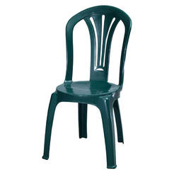 Garden plastic chair without armrests, green FOLIGA