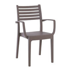 Садовый стул с подлокотниками OLIMPIA серый, полипропилен