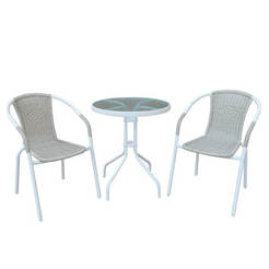 Комплект садовой мебели - стол 60 см и 2 стула, белый BALENO
