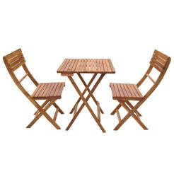 Set of wooden garden furniture 3 parts - table and 2 chairs, acacia wood 995