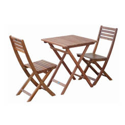 Комплект деревянной садовой мебели 3 части - стол и 2 стула, дерево акации
