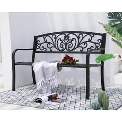 Garden bench 127 x 60 x 86 cm, steel and wrought iron, ornaments