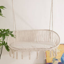Hanging garden swing hammock with pillow for two, 130 cm