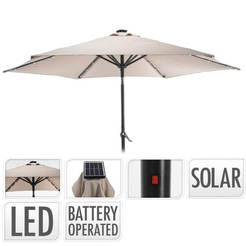 Garden umbrella with 24 solar lights - 2.7 m, taupe
