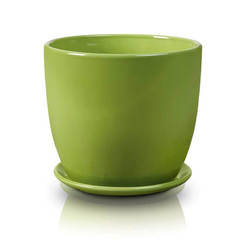 Ceramic flowerpot with Amsterdam base - 15 cm, green