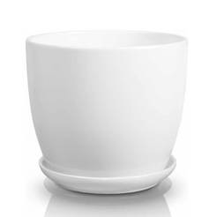 Ceramic flowerpot with Amsterdam base - 17 cm, white
