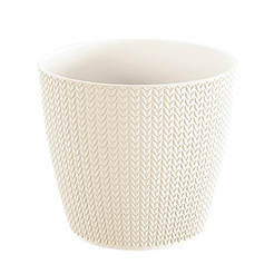 Plastic pot for pots Wheaty - 2 liters, cream