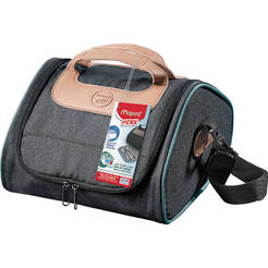 Thermo bag - Adult, dark gray with edging in turquoise