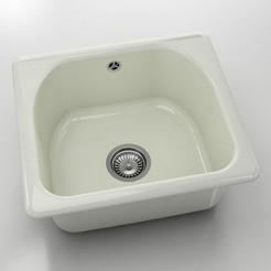 Single kitchen sink 51 x 46 cm, polymer marble, polar granite