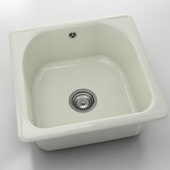 Single kitchen sink 51 x 51 cm, polymer marble, polar granite