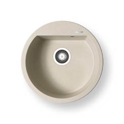 Single granite kitchen sink, round f51cm, siphon f92mm, mocha color, Alazia